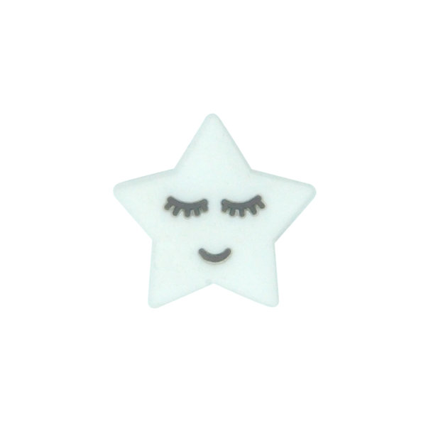 Silikonperle Motivperle Stern mit Gesicht weiß