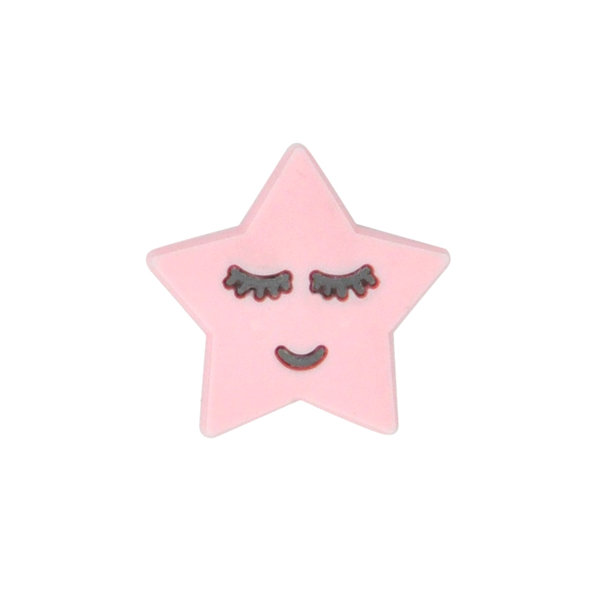 Silikonperle Motivperle Stern mit Gesicht candy-rosa