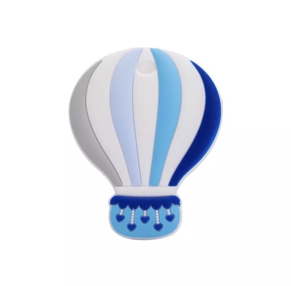 Beißanhänger Heißluftballon blau grau