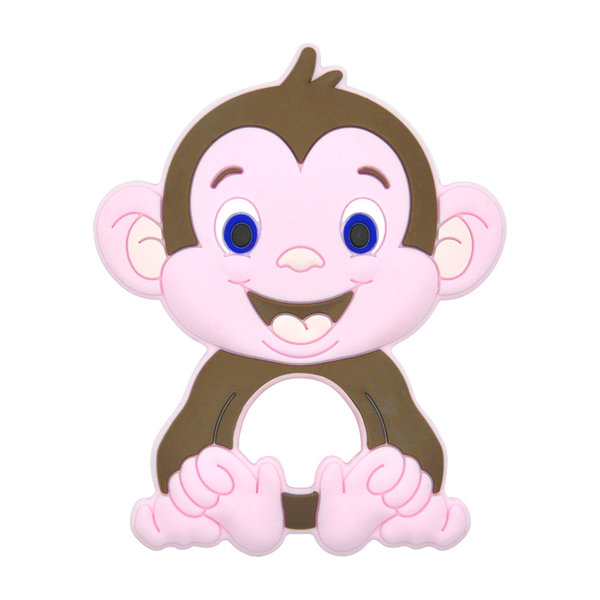 Silikon Beißring Beißanhänger Affe baby-rosa