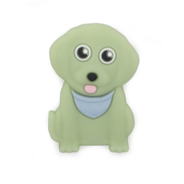 Motivperle Schnullerkette Motiv Hund mit Halstuch lintgrün
