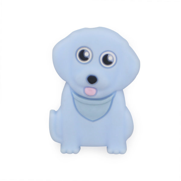 Motivperle Schnullerkette Motiv Hund mit Halstuch baby-blau