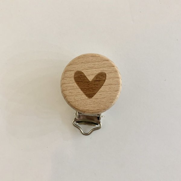 Holz-Clip rund mit Herz