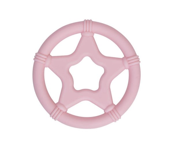 Beißanhänger Silikon Stern im Kreis candy-rosa