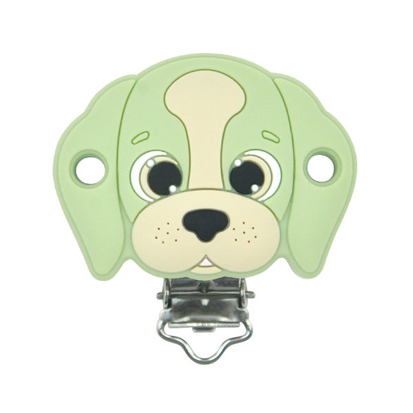 Silikonclip Schnullerclip Hund Beagle lint-grün