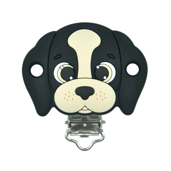 Silikonclip Schnullerclip Hund Beagle schwarz
