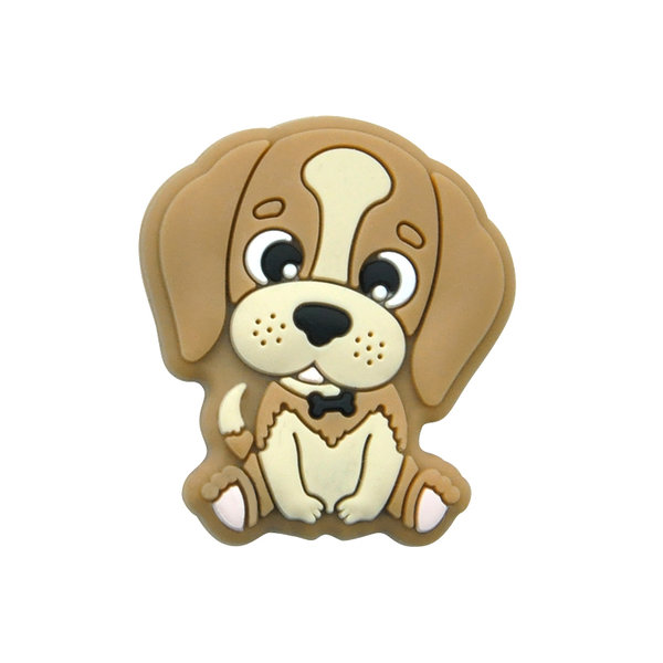 Schnullerketten-Motiv Silikonperle Hund Beagle hellbraun